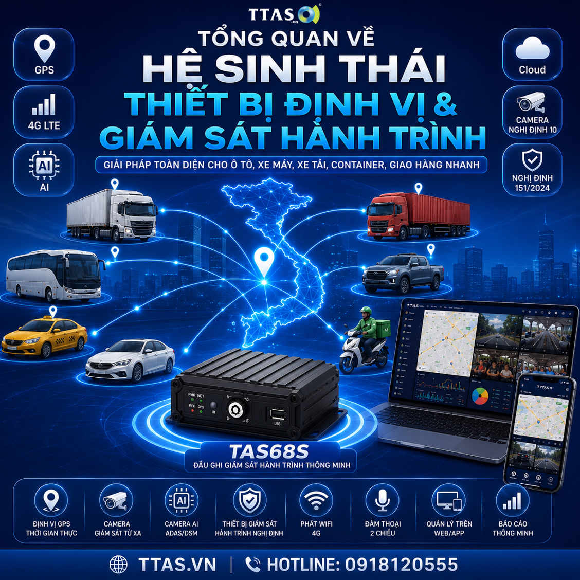 Thiết Bị Định Vị &amp; Giám Sát Hành Trình Toàn Diện Cho Ô Tô, Xe Máy, Container, Giao Hàng Nhanh